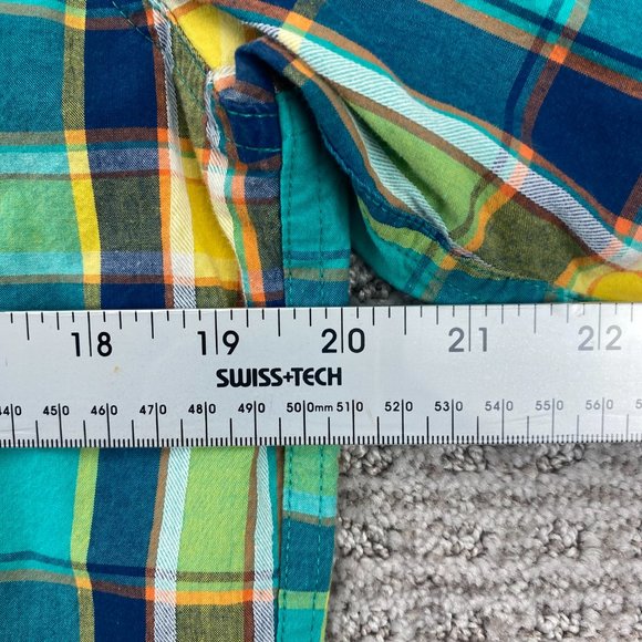 Levi's Shirt Boys Extra Large XL 13-15 Years Green Yellow Blue Plaid Button Up - Picture 9 of 10